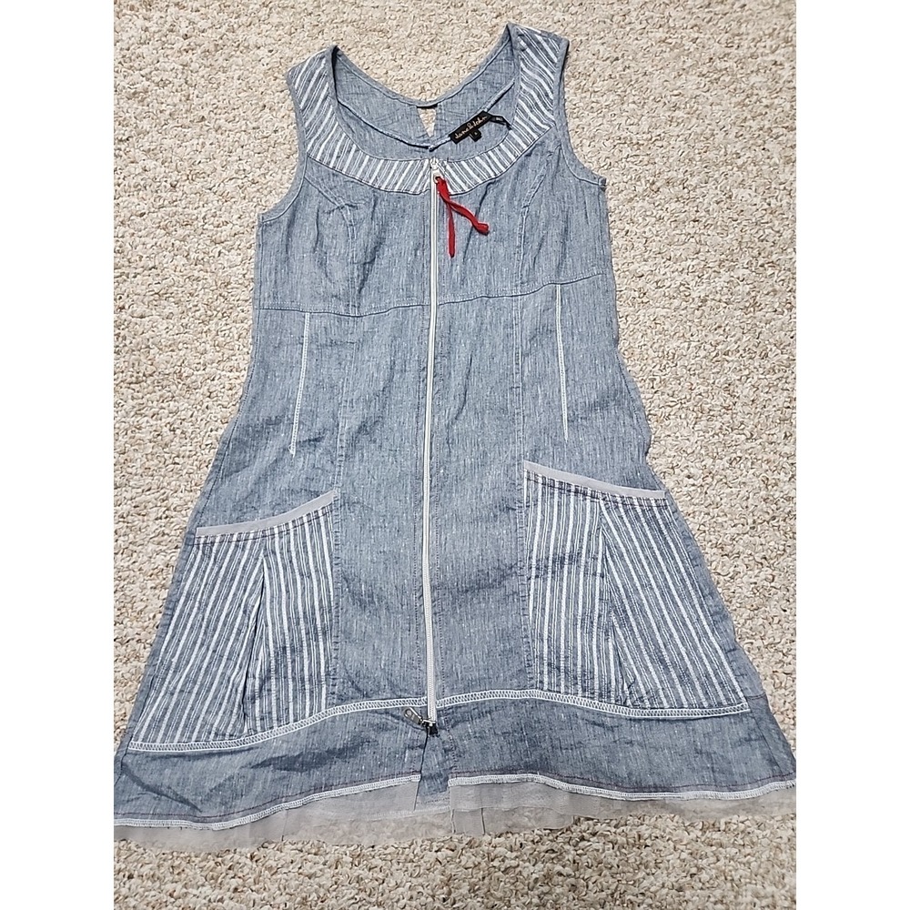 Jane & John Women's Dress Size Small Sleeveless Linen Chambray Full Zip‎ Turkey